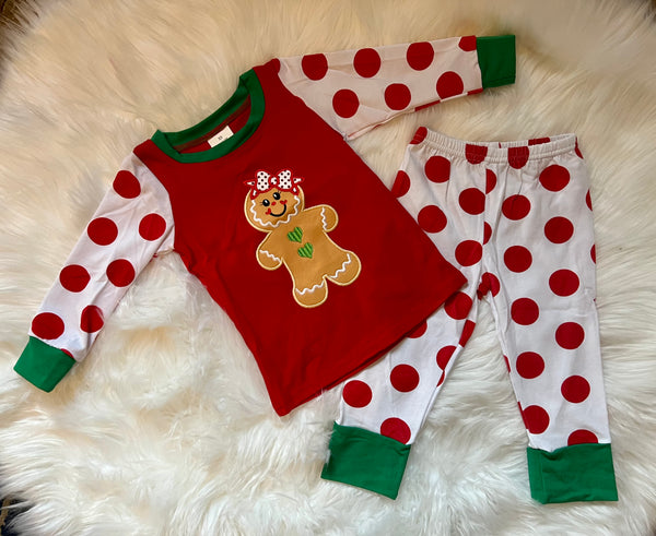 Christmas Gingerbread Embroidered Pajama Set