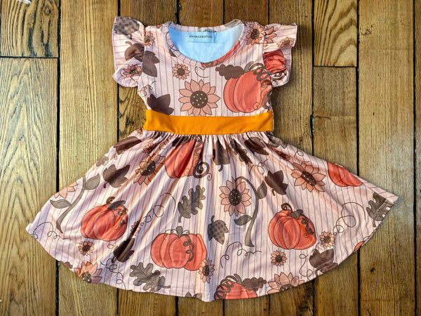 Pumpkin Twirly Dress - Ava Grace Boutique